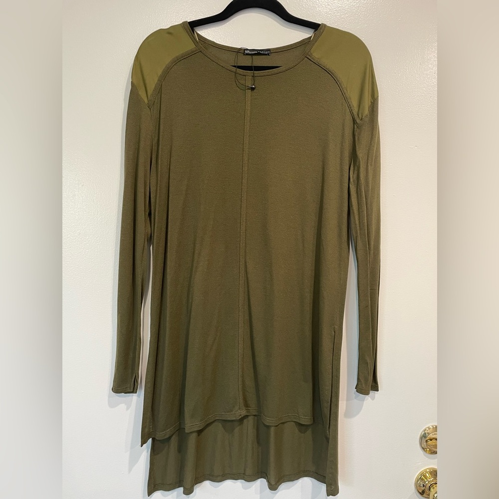 Zara olive green tunic top. Size S. New tag missing.